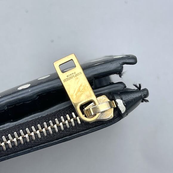 Saint Laurent YSL-Plaque Polka-Dot Print Leather Compact Card Holder Wallet - Picture 5 of 13